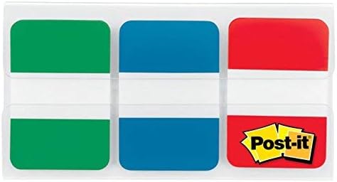 Post-it 686GBR File Tabs 1 x 1 1/2 Blue/Green/Red 66/Pack