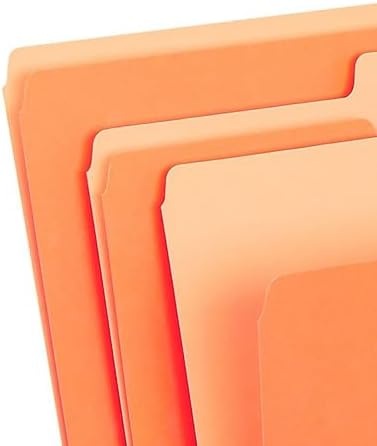 Staples Top‑Tab File Folders, Letter Size, 3‑Tab Design, Orange, Durable Paper Stock, 100/Box