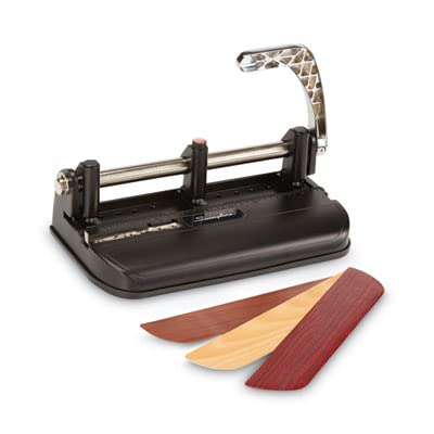 Swingline 2-7 Hole Punch, Adjustable, Heavy Duty Hole Puncher, 40 Sheet Punch Capacity, Chrome/Black/Woodgrain (74400), Metal