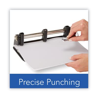 Swingline 2-7 Hole Punch, Adjustable, Heavy Duty Hole Puncher, 40 Sheet Punch Capacity, Chrome/Black/Woodgrain (74400), Metal