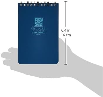 Rite In The Rain Weatherproof Top Spiral Notebook, 4" x 6", Blue Cover, Universal Pattern, 3 Pack (No. 246-3), 6 x 4 x 3.75