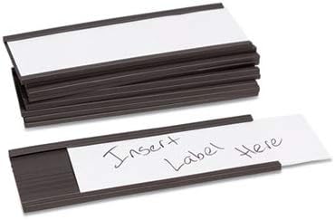 U Brands Magnetic Label Holders, 6" x 2", Black, 10-Pack, Reusable Magnetic Card Holders for Shelving, Warehouse Racks, File Cabinets, and Metal Surfaces