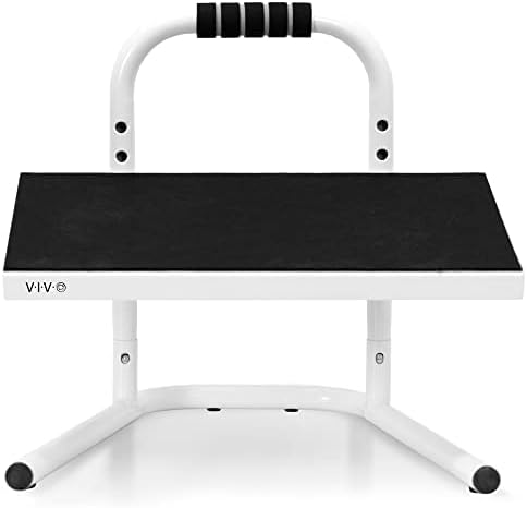 VIVO Ergonomic Height Adjustable Foot Rest Relief Platform, Elevated Stool for Comfortable Sit to Stand Workstation, Non-Slip Surface, Portable, Home Office Classroom Use, White, STAND-FT01W