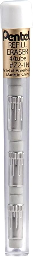 Pentel Super Hi-Polymer HB 0.5 mm Lead Refill Pack - 6 Packs of 30 Leads & 3 Packs of 4 Latex-Free White Erasers - Mechanical Pencil Refills