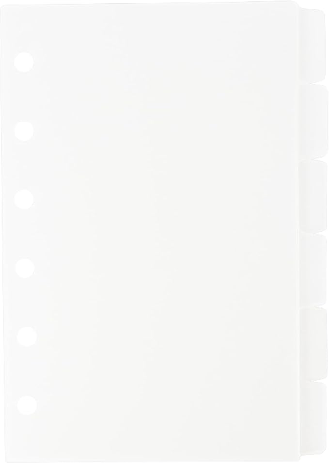 2 Pack A7 Binder Dividers 6 Tabs Clear Plastic Binder Index Tabs Planner Divider for Round Ring Binder Sheet Protector (Total 12 Dividers)