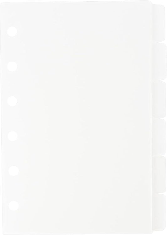 2 Pack A7 Binder Dividers 6 Tabs Clear Plastic Binder Index Tabs Planner Divider for Round Ring Binder Sheet Protector (Total 12 Dividers)