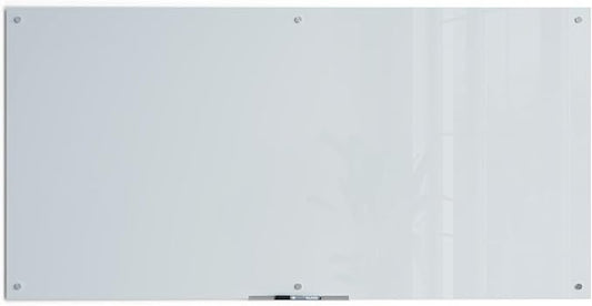 U Brands Glass Dry Erase Board, 36" x 72", White Frosted Surface With Silver Grommets, Includes Marker With Built-In Eraser