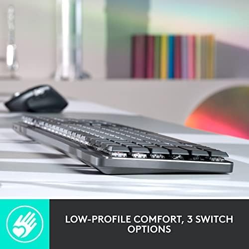Logitech MX Mechanical Mini Wireless Illuminated Keyboard, Clicky Switches, Backlit, Bluetooth, USB-C, macOS, Windows, Linux, iOS, Android, Metal