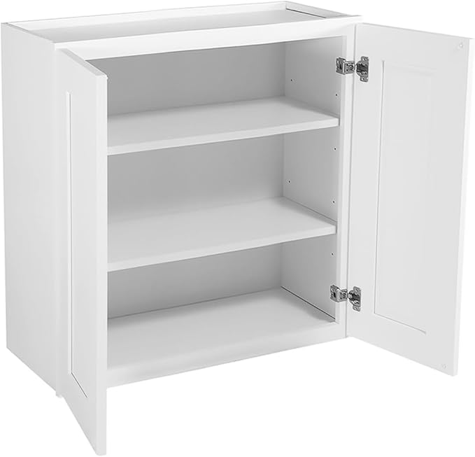 Design House Brookings Shaker Fully Assembled Wall Kitchen Cabinet W3036, 30 W x 12 D x 36 H, Painted White, Solid Wood, Design House, 569111