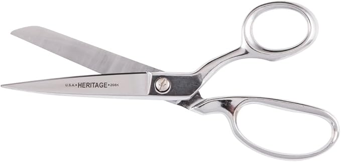 Klein Tools 208K Scissors, Made in USA, Bent Trimmer with Knife Edge for Easy Fabric Table Top Cutting, 8-Inch (Pack of 2)