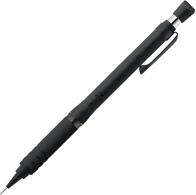 Zebra P-MA141-DBK Mechanical Pencil, Tect 2-Way RO, 0.02 inches (0.5 mm), Dark Black, Knurled Model