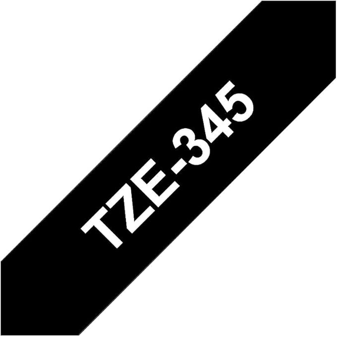 Brother TZE345 TZe Standard Adhesive Laminated Labeling Tape, 3/4-Inch w, White on Black