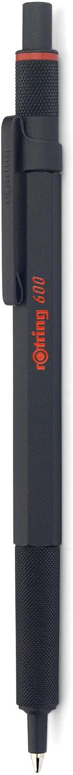 Rotring 600 Ballpoint Pen Medium Point Black Ink Black Barrel Refillable,(Pack of 2)