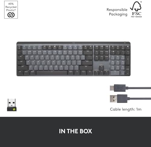 Logitech MX Mechanical Mini Wireless Illuminated Keyboard, Linear Switches, Backlit, Bluetooth, USB-C, macOS, Windows, Linux, iOS, Android, Metal