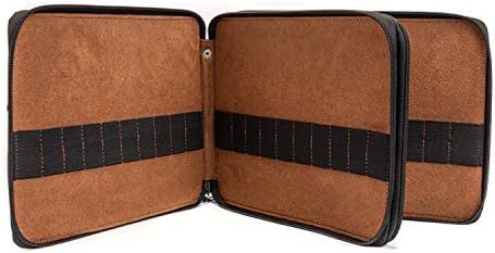 Speedball Art Products Genuine Leather Storage Case for Pencils, Markers, Pens and Art Supplies, Holds Up To 120 Standard Pencils, Antique Brown