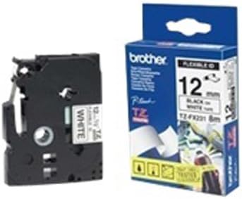 Brother Genuine P-Touch TZe, Black Print on White, Flexible ID Laminated Label Tapes (TZeFX231), ~1/2in x 26.2ft (12mm x 8m) for Select P-Touch Label Makers, Durable, for Cable Wrap, Water-Resistant