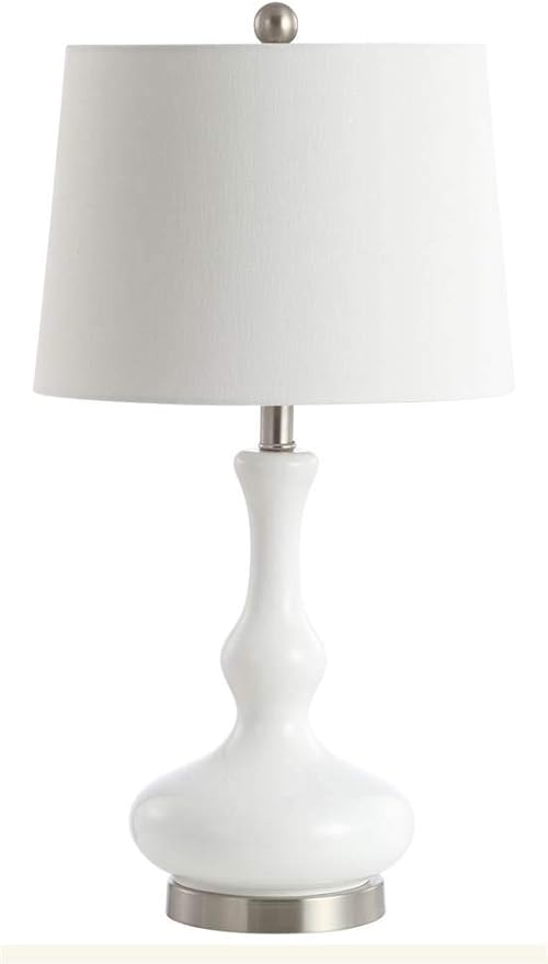 SAFAVIEH Lighting Collection Kellen Modern Contemporary White/ Nickel 26-inch Bedroom Living Room Home Office Desk Nightstand Table Lamp (LED Bulb Included)