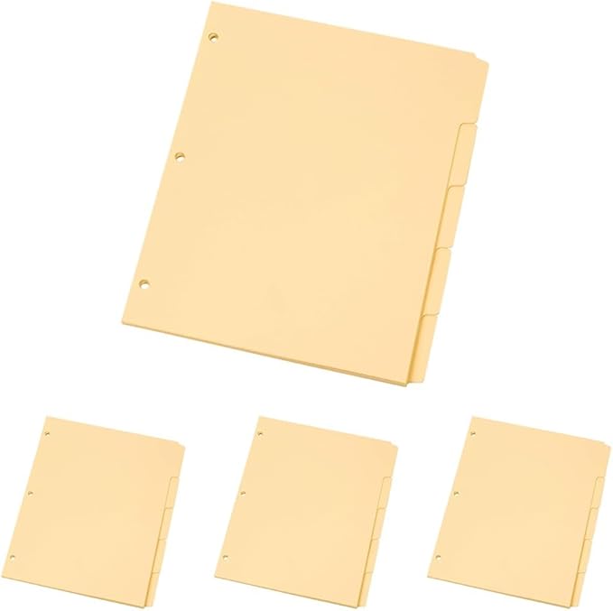 Oxford Manila Index Dividers-Durable 3 Ring Binder Dividers with 5 Tabs 1/5 Cut-Made from 10% Recycled Fiber-Ideal for Organizing Office, School, and Home Documents-Letter Size- 250 Count (Pack of 4)