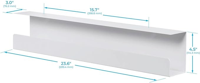 Monoprice Under Desk Cable Tray - Steel with Power Supply and Wire Management - Workstream Collection White