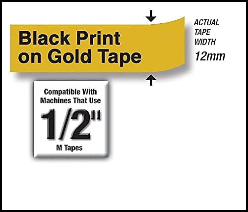 Brother Tape Cartridge 0.5IN Wide, Non-laminated Black on Gold (M831)