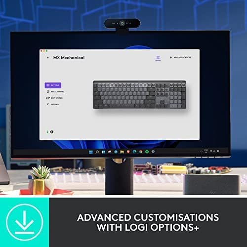 Logitech MX Mechanical Wireless Illuminated Performance Keyboard, Clicky Switches, Backlit Keys, Bluetooth, USB-C, macOS, Windows, Linux, iOS, Android, Metal