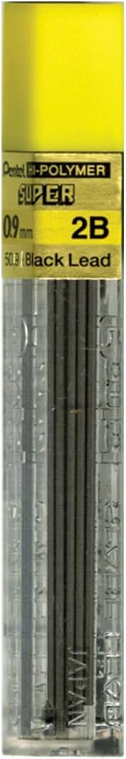 Pentel Super Hi-Polymer Refill Leads (2B) - 0.9 mm (Tube of 15)
