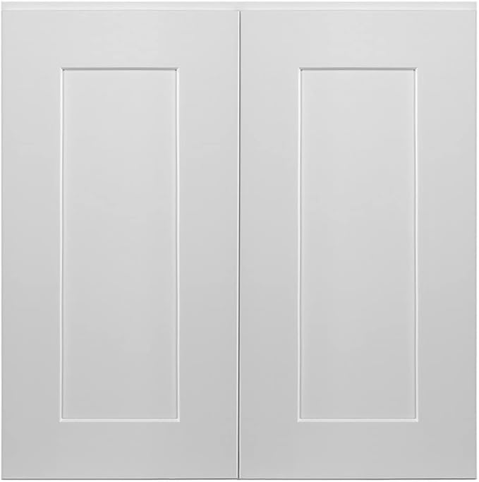 Design House Brookings Shaker Fully Assembled Wall Kitchen Cabinet W2424, 24 W x 12 D x 24 H, Painted White, Solid Wood, Design House, 613372
