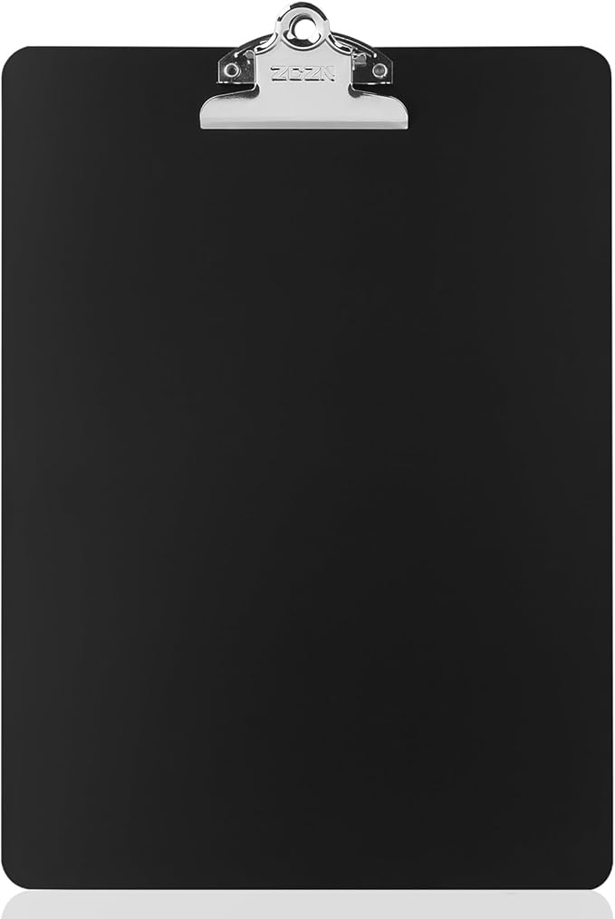 ZCZN Metal Clipboard, 12 x 9 Inches Heavy Duty Aluminum Clipboards, A4 Letter Sizer Document Holder with High Capacity Clip, Suitable for School, Office, Jobsite or Medical Staff (Black)