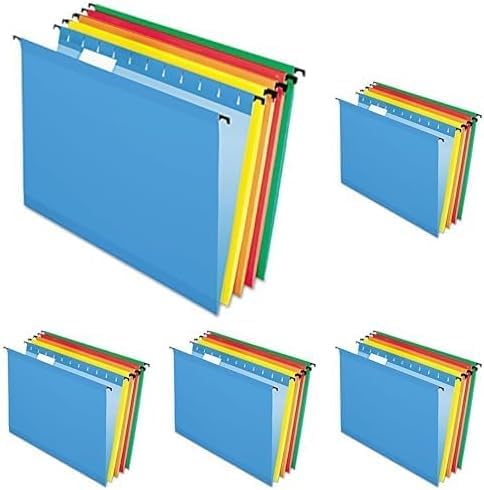 Pendaflex SureHook Reinforced Hanging Folders,Letter Size,Assorted Colors,1/5 Cut,20/BX (6152 1/5 Asst),(Pack of 5)