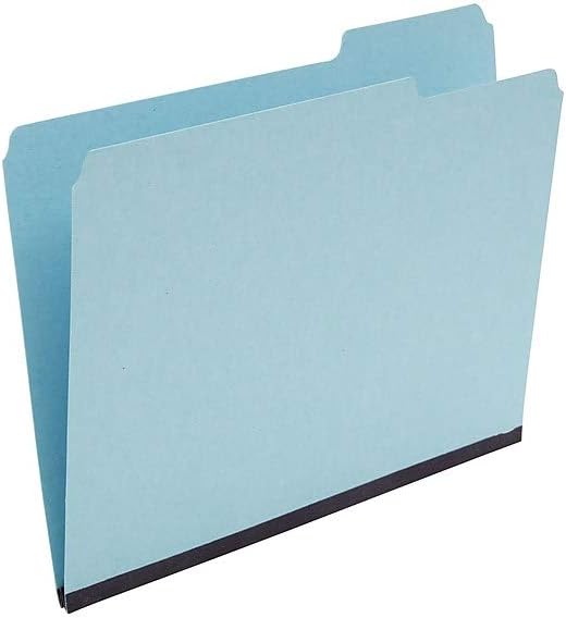 Staples Pressboard File Folders, Letter Size, 1/3 Cut Tabs, Heavy Duty Blue Pressboard Folders for Office Filing, Durable Document Organization, Recycled, 25 Pack