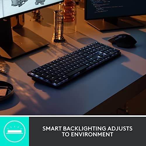 Logitech MX Mechanical Wireless Illuminated Performance Keyboard, Linear Switches, Backlit Keys, Bluetooth, USB-C, macOS, Windows, Linux, iOS, Android, Metal
