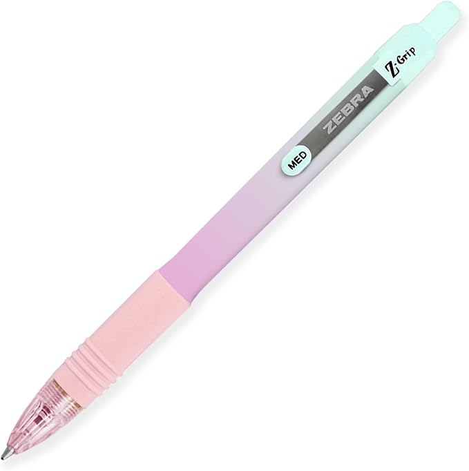 Zebra Z-Grip Smooth Ballpoint Pen - 1.0mm Nib - Black Ink - Pastel Ombre Barrels - In Cardboard Gift Box Packaging (Pack of 6)