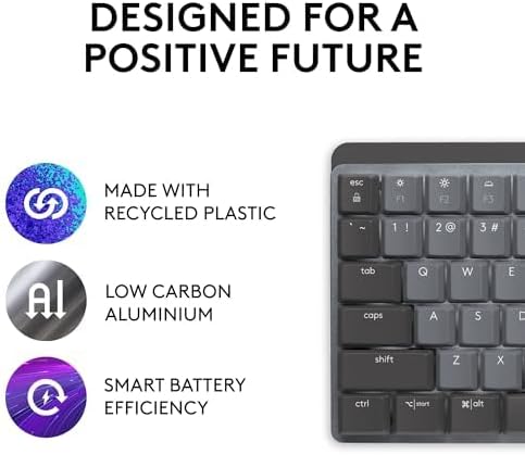 Logitech MX Mechanical Mini Wireless Illuminated Keyboard, Clicky Switches, Backlit, Bluetooth, USB-C, macOS, Windows, Linux, iOS, Android, Metal