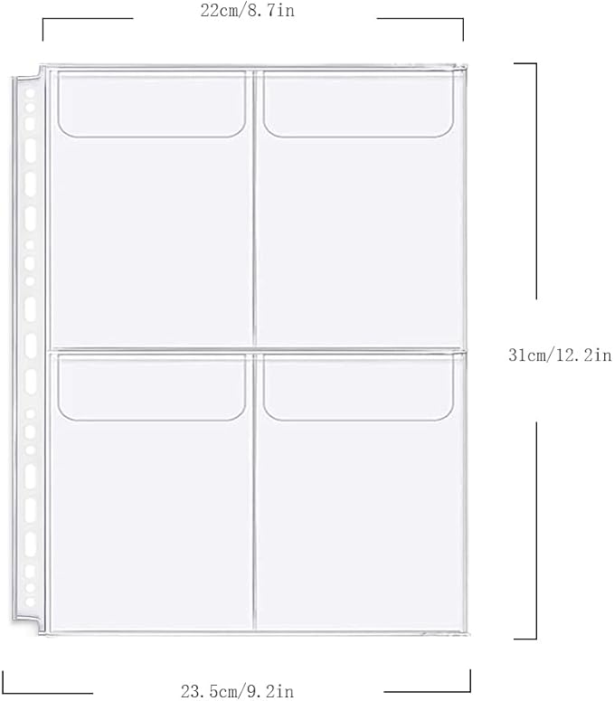 Zelten 4 Pack A4 4 Pockets Binder Folders Waterproof 4/26/30 Holes Divider for Personal Organiser (4 Pocket, A4)