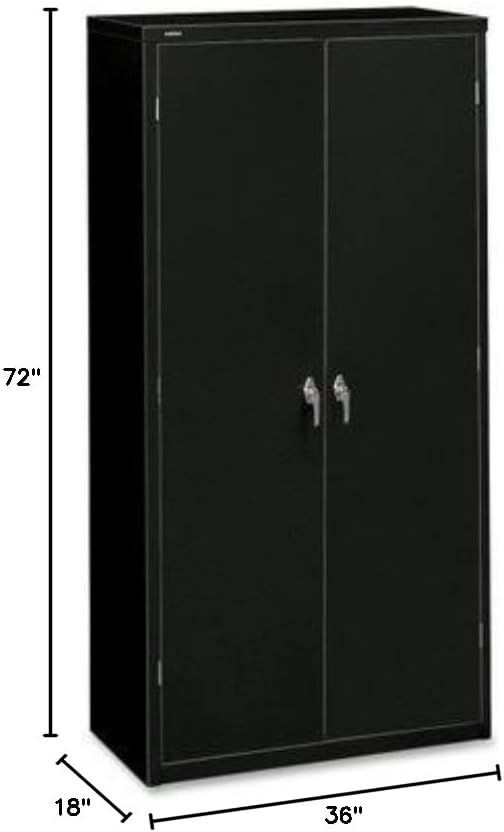 HON HSC1872.L.P Brigade Series Five-Shelf Storage Cabinet with High Storage Cabinet, 5 Adjustable Shelves, Black