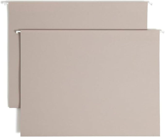 Smead TUFF Extra Capacity Box Bottom Hanging Folder, 1/3-Cut Easy Slide Tab, Steel Gray, 18 per Box
