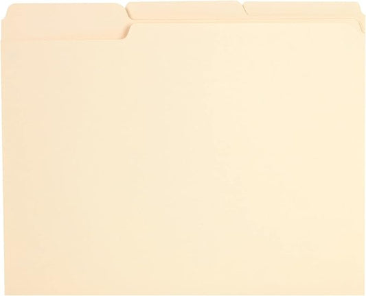 Pendaflex Reinforced-Top File Folders, Letter Size, Manila, 1/3 Cut, 100/BX (R752 1/3)