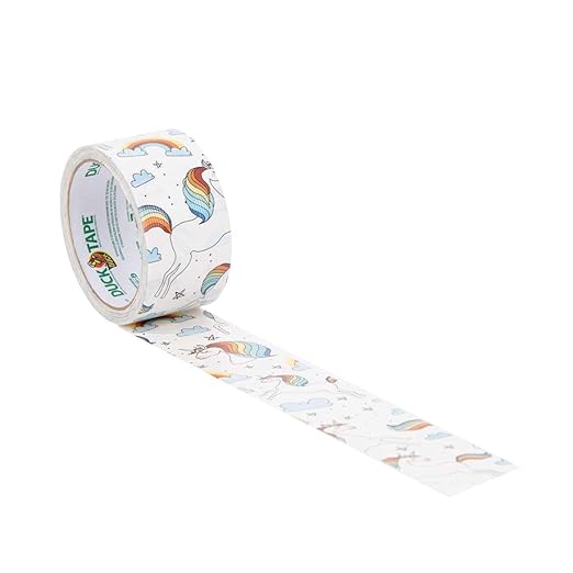Duck Tape Pattern Colours Whimsical Unicorns. Arts & Crafts, DIY, Crafts, Gift Wrapping, Decorative, Scrapbook, Scrapbooking, Bullet Journal, Planner, Party, Festivals, Decoration - 48mm x 9.1m