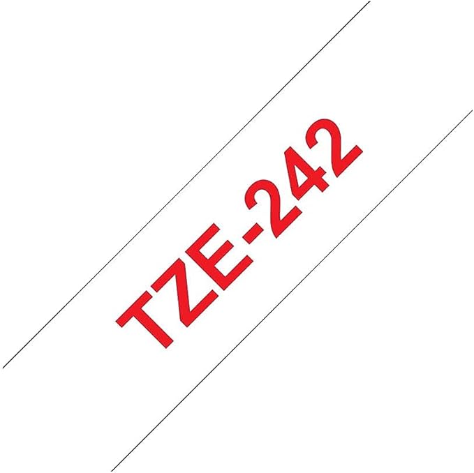 Brother TZE242 TZe Standard Adhesive Laminated Labeling Tape, 3/4-Inch w, Red on White