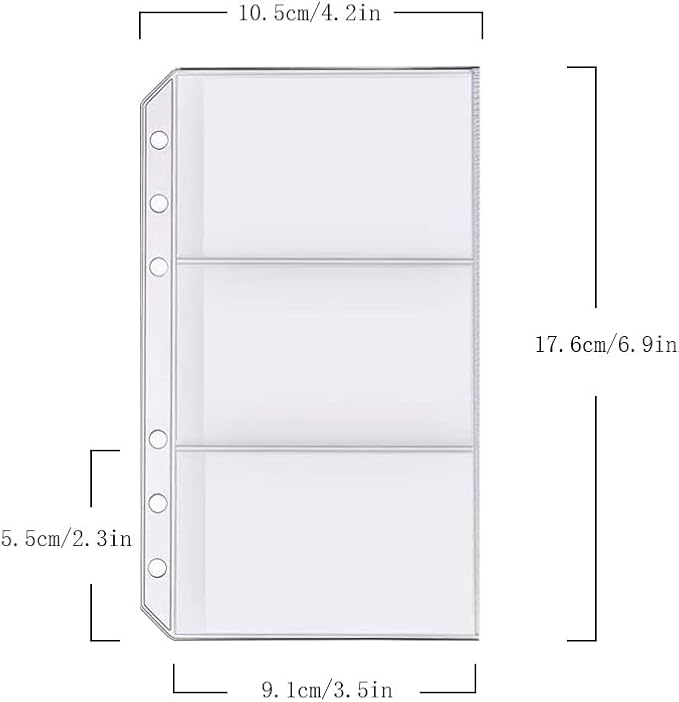 6 Pack A6 6 Holes Binder Name Card Holder Plastic Business Card Organizer Binder Coupon Holder Waterproof 6 Holes for Personal Organiser