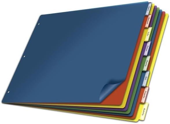 Cardinal 8 Tab Binder Dividers for 11 x 17 Inch Binders, Multi-Color (84803)