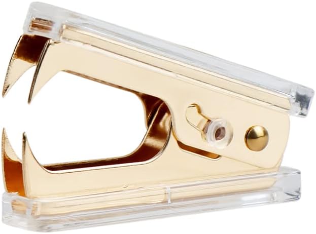 Gold Staple Remover Cute Clear Staples Remover Acrylic Body Steel Jaws Staple Puller Removal Tool for Dress Up Home Office School Desk Accessories Gift (Gold)