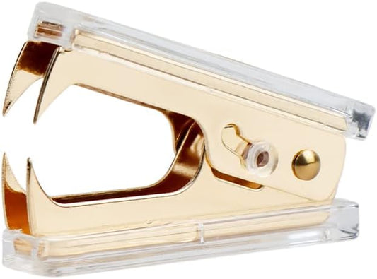 Gold Staple Remover Cute Clear Staples Remover Acrylic Body Steel Jaws Staple Puller Removal Tool for Dress Up Home Office School Desk Accessories Gift (Gold)