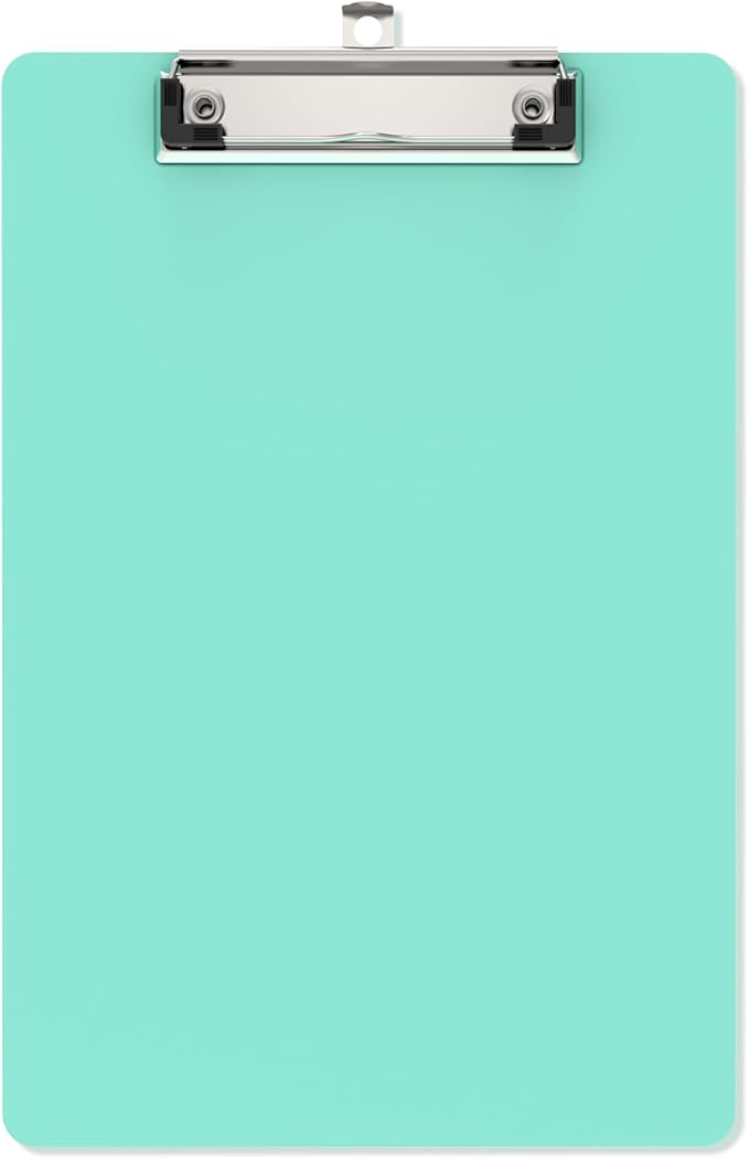 Small Clipboards, A5 Plastic Mini Teal Clip Board for Classroom, Students, Kid, Size 6" x 9" with Low Profile Clip, Office & School Supply