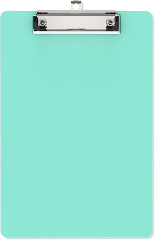 Small Clipboards, A5 Plastic Mini Teal Clip Board for Classroom, Students, Kid, Size 6" x 9" with Low Profile Clip, Office & School Supply