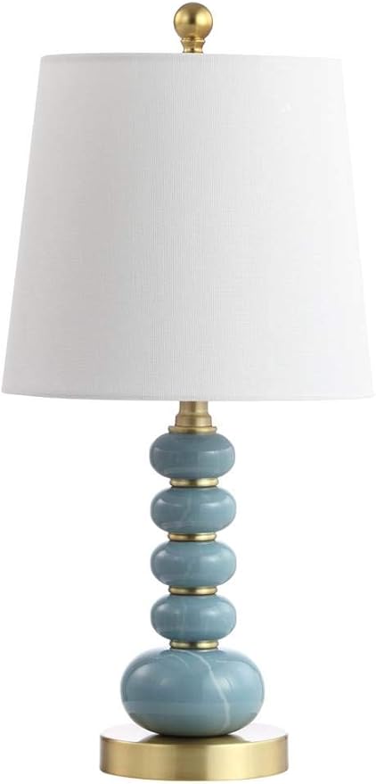 SAFAVIEH Lighting Collection Trace Light Blue Marble Finish/ Brass Gold 20-inch Bedroom Living Room Home Office Desk Nightstand Table Lamp (LED Bulb Included)