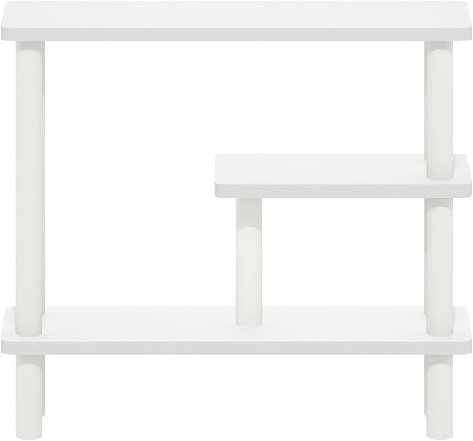 Furinno TURN-N-TUBE Bathroom Storage Shelf, 3-Tier Narrow Storage Rack, Space Saving Shelf, for Bathroom, Living Room, Entryway, White