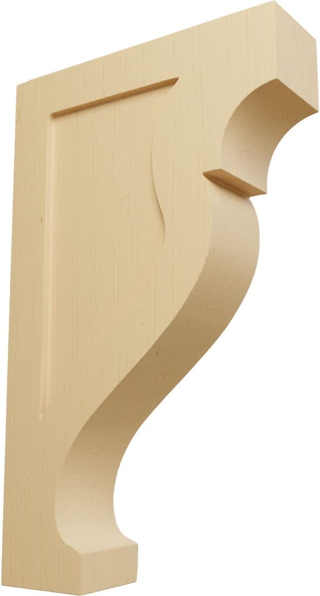 Ekena Millwork CORW02X06X10RKAL Small Rockport Wood Corbels, 1 3/4"W x 6"D x 10"H, Alder