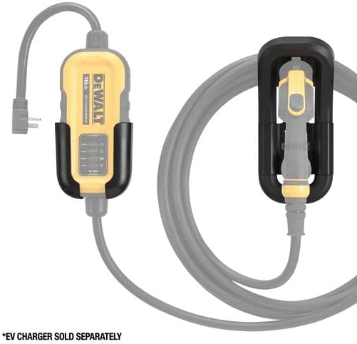 DEWALT Wall Mount Bracket for Electric Vehicle (EV) Charger, for Charging Handle and Control Box, Integrated Cable Organizer, Compatible 16 and 32 Amp Portable EV Chargers