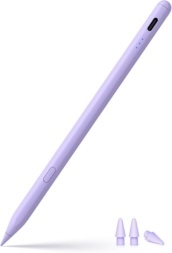 Stylus Pen for ipad 2018-2025, USB-C Fast Charging Pencil, Pixel-Perfect Tilt Sensitivity for iPad 11/10/9/8/7/6/A16, iPad mini 7/6/5, iPad Air M3/2 11"/13"/5/4/3, iPad Pro M5/4 13"/12.9″/11″ Purple